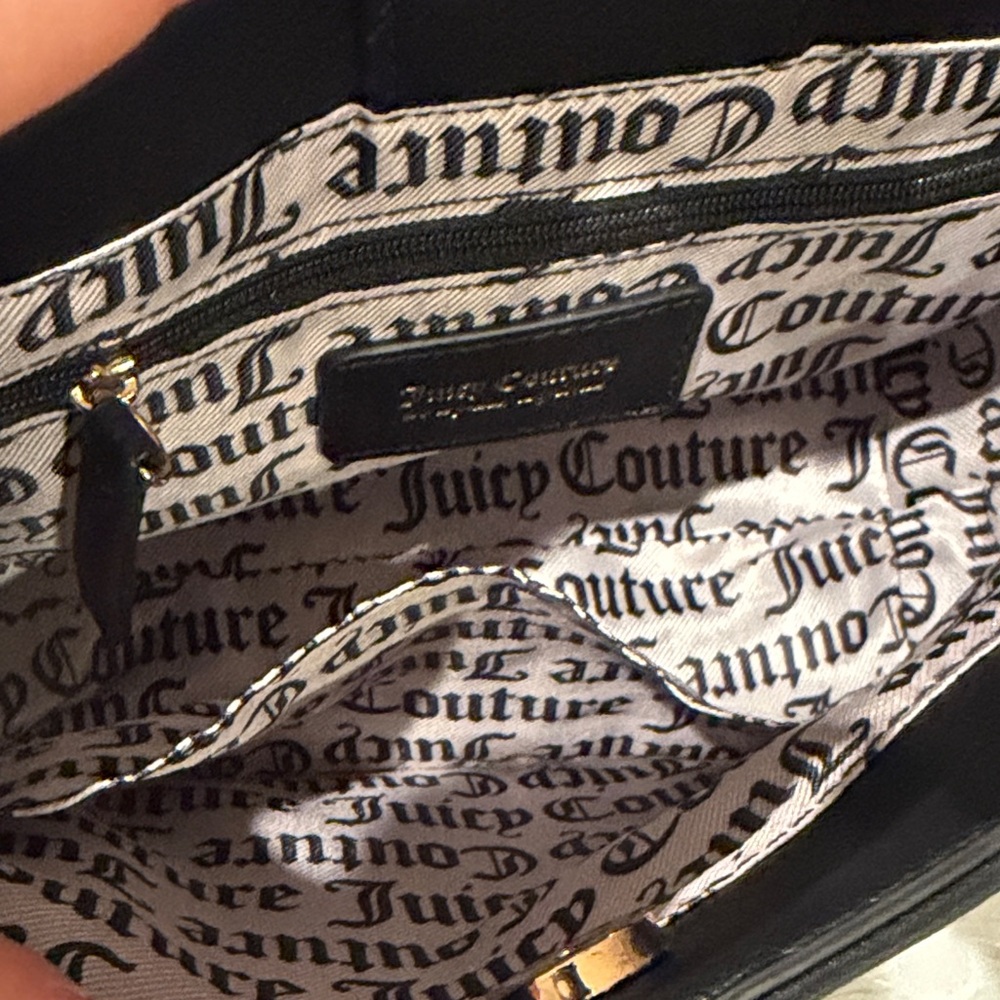 NWT Juicy Couture Lucky Charms Mini Tote Bag Black Monogram w/ Gold Charm - Picture 5 of 8